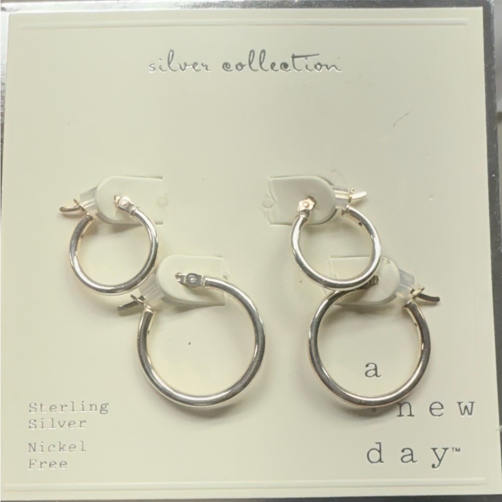 A New Day Sterling Silver Double Hoop Earrings
